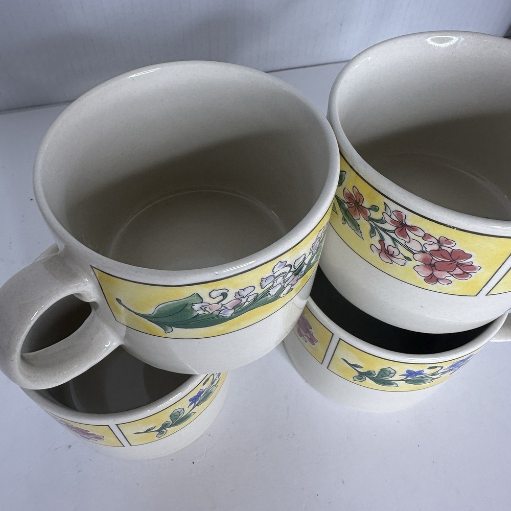 Set Vintage Majesticware Mugs by Sakura 1996 Floral Designs Spring By Sue Zipkin - Picture 3 of 5